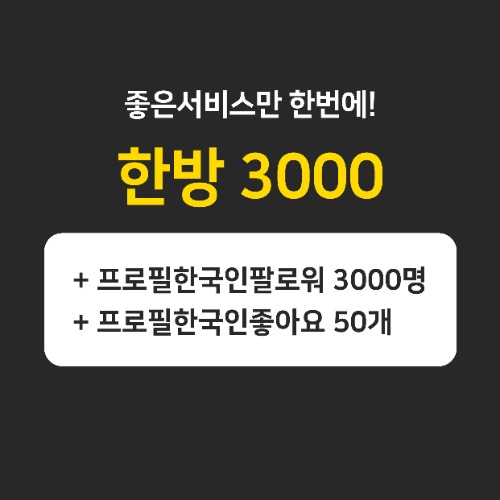 인스타팔로워,좋아요늘리기ㅣ인스타고 - [한국인] 한방관리3000